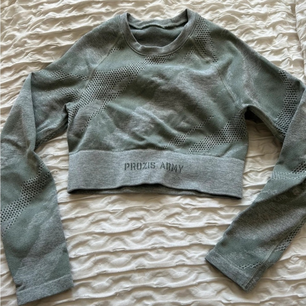 Prozis Sage Green Camo Long Sleeve Workout Top